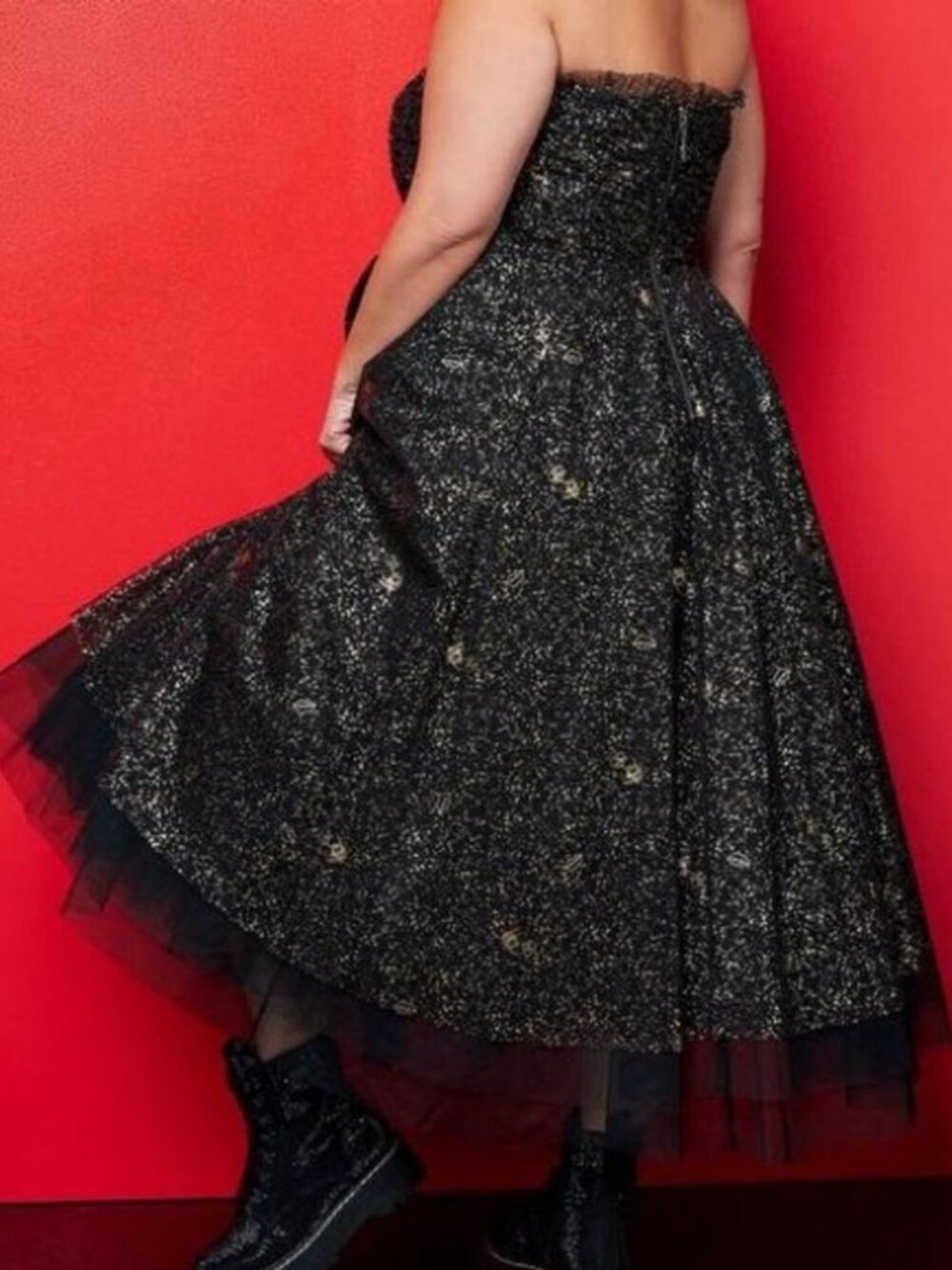 Betsey Johnson Strapless Ball Gown (Torrid) Balck & Gold Sparkle Size 20 New - Picture 5 of 16